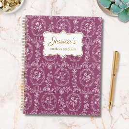 Antiker Rokoko-Blumen Floral Personalisierter Name Planer
