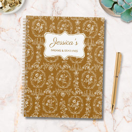 Antiker Rokoko-Blumen Floral Personalisierter Name Planer