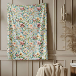 Antiker Rokoko Verzierte Blumenverzierungen Fleecedecke