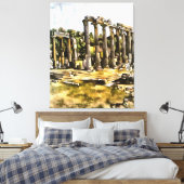 Antiker römischer Tempel Ruins Geometrischer Stil Leinwanddruck (Insitu (Schlafzimmer))