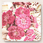 Antiker rosa Blumenuntersetzer Getränkeuntersetzer (Vorderseite)