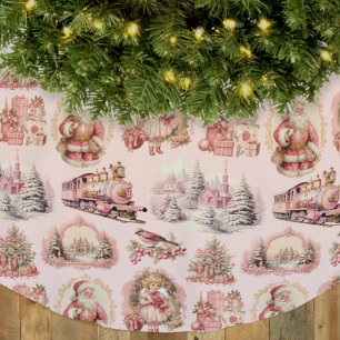Antiker rosa viktorianischer Weihnachtsbaum-Tischl Polyester Weihnachtsbaumdecke