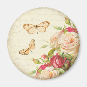Antiker Rosen-Blumen-Schmetterling-Magnet Magnet