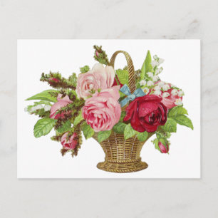 Antiker Rosenblumenkorb Postkarte