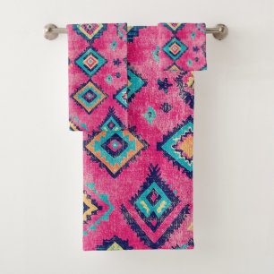 Antiker rostiger rosa orientalischer türkischer Ki Badhandtuch Set