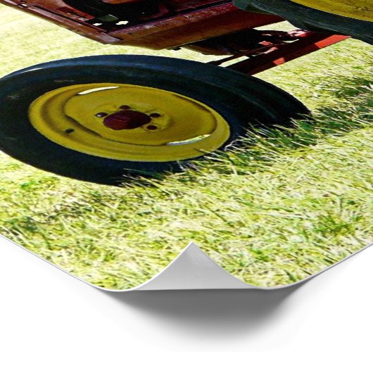 Antiker roter Bauerntraktor Poster (Ecke)