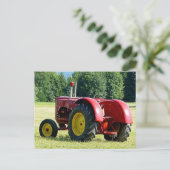 Antiker roter Bauerntraktor Postkarte (Stehend Vorderseite)