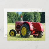 Antiker roter Bauerntraktor Postkarte (Vorne/Hinten)