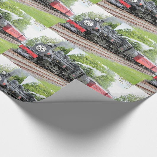 Antiker Roter Dampfzug Geschenkpapier (Ecke)