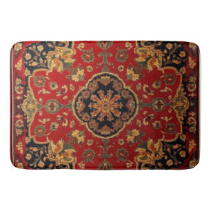 Antiker roter Gold Kashan Teppich Rug Perser Badematte