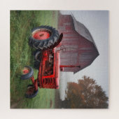 Antiker roter Landwirtstraktor Puzzle (Horizontal)