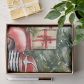 Antiker roter LKW mit Weihnachtsbäumen im Schnee Seidenpapier (Geschenk)