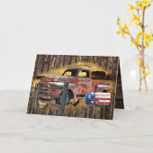 Antiker roter LKW Vintager roter LKW-LKW Karte (Gelbe Blume)