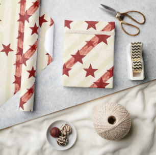 Antiker roter Sterne nahtloses Muster Hintergrund Geschenkpapier