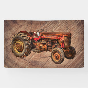 Antiker roter Traktor Banner