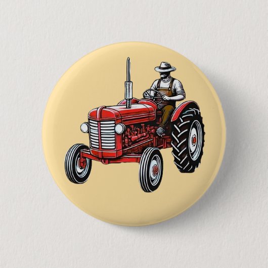 Antiker roter Traktor Button (Vorderseite)