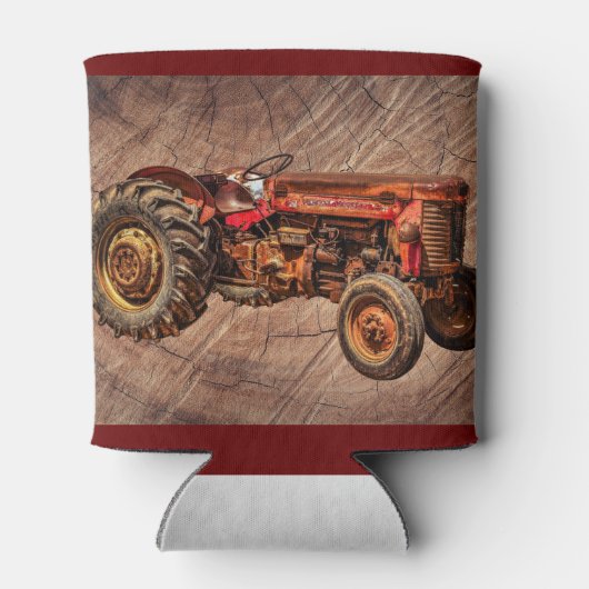 Antiker roter Traktor Dosenkühler (Rückseite)
