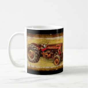 Antiker roter Traktor Kaffeetasse