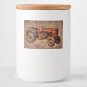 Antiker roter Traktor Lebensmitteletikett (Vorderseite)