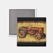 Antiker roter Traktor Magnet (Vorderseite/Rückseite)