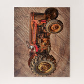 Antiker roter Traktor Puzzle (Vertikal)