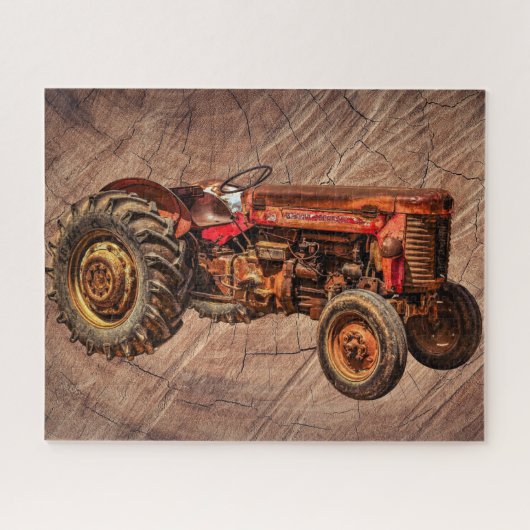 Antiker roter Traktor Puzzle (Horizontal)