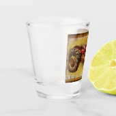 Antiker roter Traktor Schnapsglas (Links)