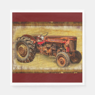 Antiker roter Traktor Serviette
