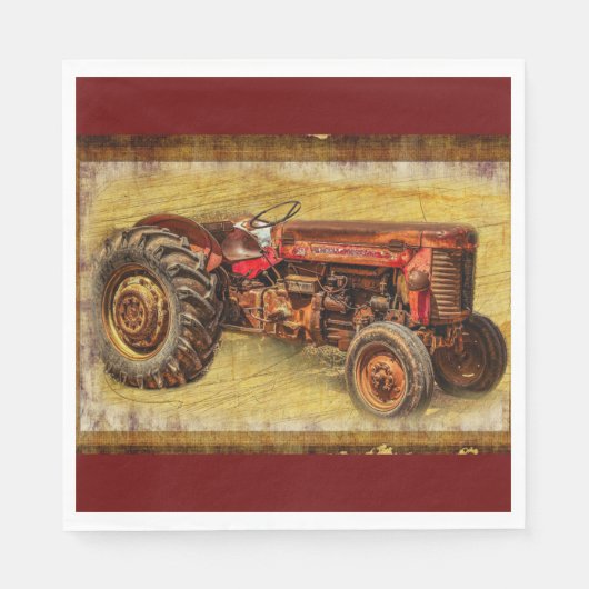 Antiker roter Traktor Serviette (Vorderseite)