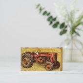 Antiker roter Traktor Visitenkarte (Stehend Vorderseite)