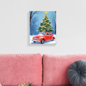 Antiker roter Weihnachtsbaum-Auto Leinwanddruck (Insitu (Wohnzimmer))