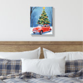 Antiker roter Weihnachtsbaum-Auto Leinwanddruck (Insitu (Schlafzimmer))