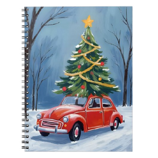 Antiker roter Weihnachtsbaum-Auto Notizblock (Vorderseite)