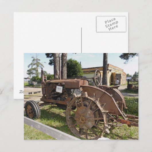 Antiker russischer Traktor Postkarte (Vorne/Hinten)