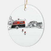 Antiker RV-Camper und -auto, die | pensionierte Keramik Ornament (Links)