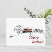 Antiker RV Camper und Auto| Party für die Altersve Einladung (Stehend Vorderseite)