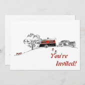 Antiker RV Camper und Auto| Party für die Altersve Einladung (Vorne/Hinten)