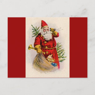 Antiker Santa am Telefon Feiertagspostkarte