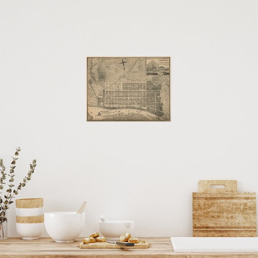 Antiker Savannah Stadtplan Poster (Küche)