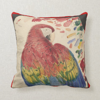 Antiker Scarletmacaw-Papagei, der auf Kissen