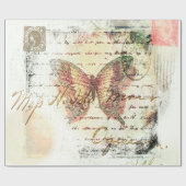 Antiker Schmetterlingsbrief Geschenkpapier (Flach)