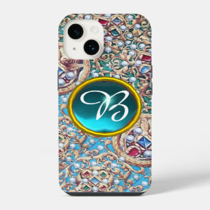 ANTIKER SCHMUCK,EDELSTEINE,PERLEN,ENGELS-MONOGRAMM iPhone 14 HÜLLE