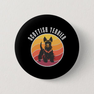 Antiker Schottischer Terrier Sonnenuntergang Button