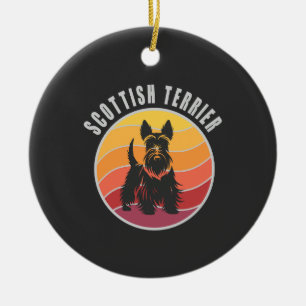 Antiker Schottischer Terrier Sonnenuntergang Keramik Ornament
