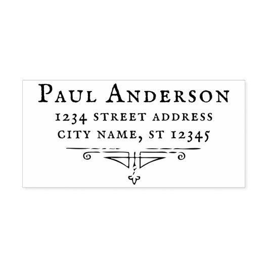 Antiker Schriftart + Ornament Rücksendeadresse CC1 Gummistempel (Prägung)
