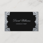 Antiker schwarzer Silver QR-Code Vintages Verziert Visitenkarte (Vorderseite)