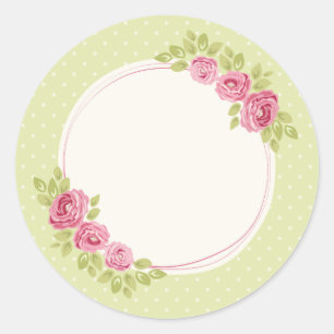 Antiker Shabby-Chic-Blumenrahmen mit Rosen Runder Aufkleber