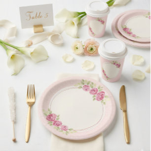 Antiker Shabby Chic Rosen Rahmen Pappteller