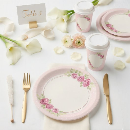 Antiker Shabby Chic Rosen Rahmen Pappteller
