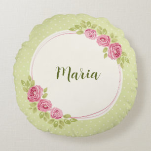 Antiker Shabby Chic Rosen Rahmen Rundes Kissen